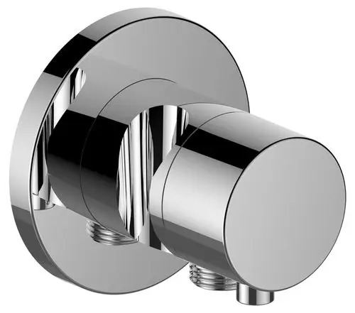 Verchromter Umsteller von Keuco, rundes Design mit Anschluss für Schlauch und Brause. Geeignet für eine einfache Steuerung des Wasserflusses in Duschsystemen.